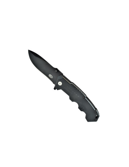 JS000060   Coltello pieghevole nero opaco manico alluminio
