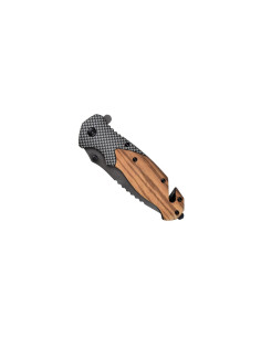 JS000061   Coltello pieghevole impugnatura legno e carbon look 1