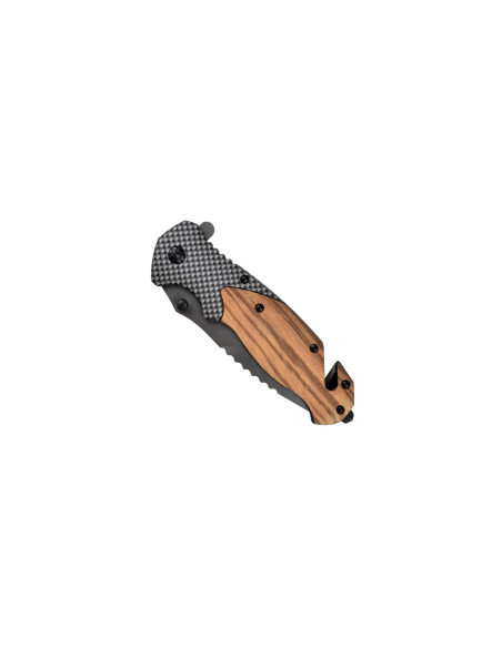 JS000061   Coltello pieghevole impugnatura legno e carbon look 1