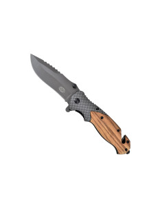 JS000061   Coltello pieghevole impugnatura legno e carbon look 1 2