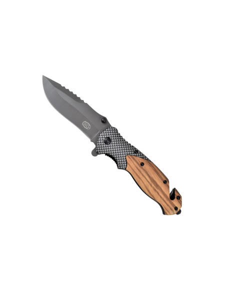 JS000061   Coltello pieghevole impugnatura legno e carbon look 2