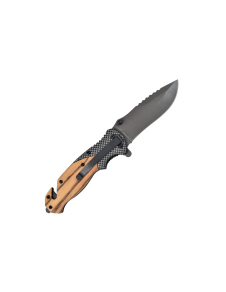 JS000061   Coltello pieghevole impugnatura legno e carbon look 3
